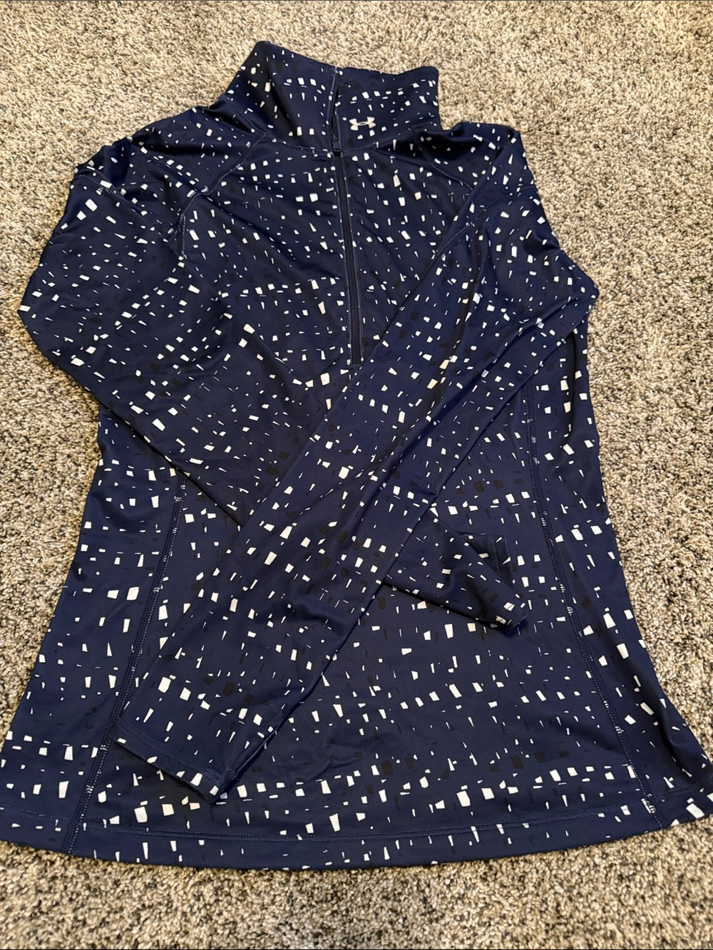 Under Armour Navy Blue Quarter-Zip Pullover with White Geo Dots